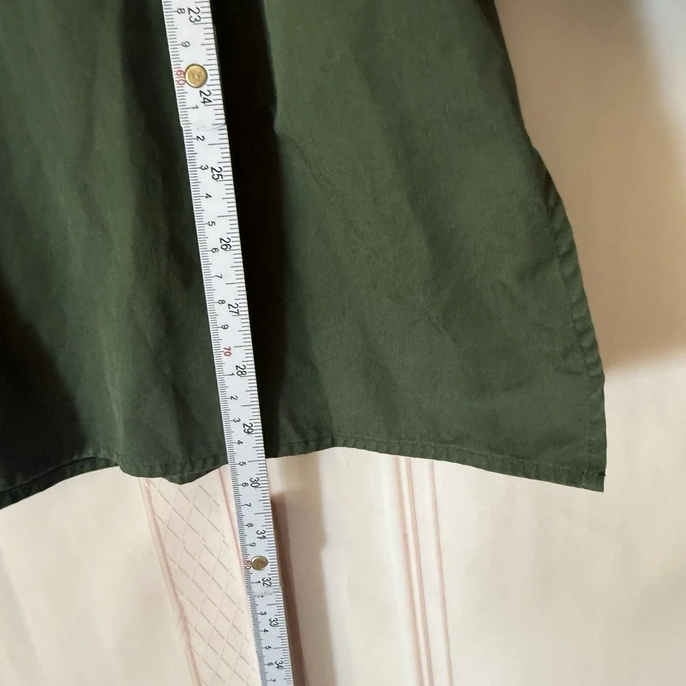 Tory Burch V Neck Puff Sleeve Tunic Banyan Green Size M
